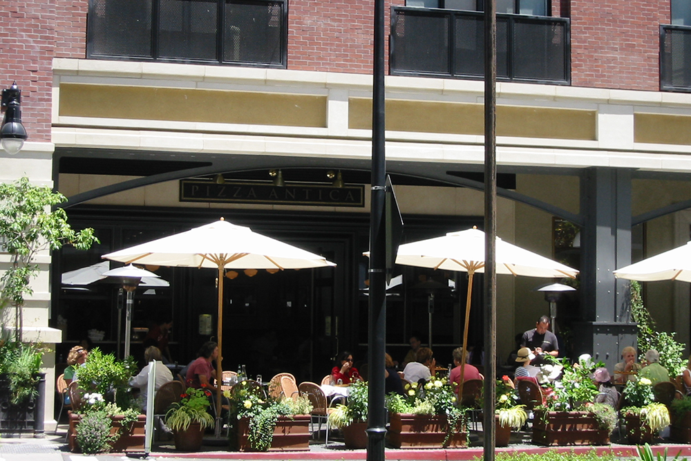 Santana Row, San Jose, California. This early mixed use center replaced a low-density retail area.