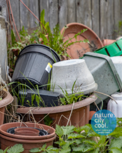 Community Gardens-Stacks of Used Pots