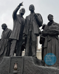 “Gateway to Freedom” sculpture by Ed Dwight celebrates Detroit’s role as one of the largest Underground Railroad terminals